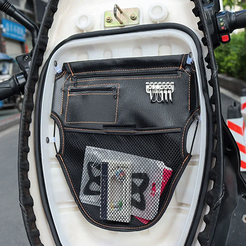 

Motorcycle Seat Bag Multifunctional Large Capacity PU Motorbike Tool Organizer for Daily Commuting Under Seat Storage