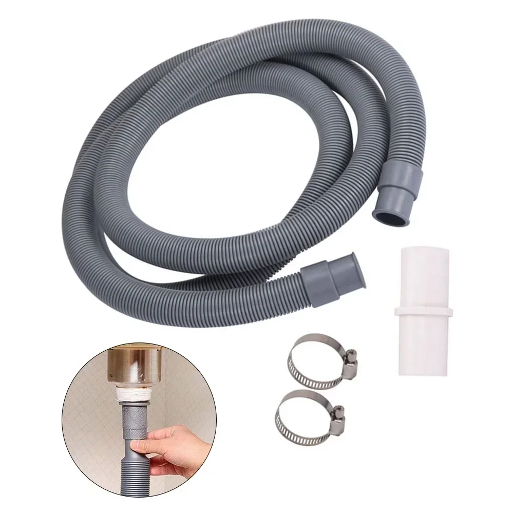 1M Washing Machine Dishwasher Drain Waste Hose Waste Water Outlet Expel Soft Tube PP Plastic Stretchable Drain Flexible Hose