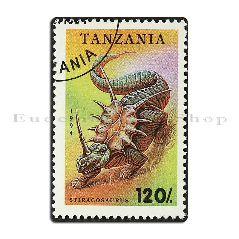 Tanzania Dinosaur Stamp Metal Signs Garage Custom Wall Mural Wall Decor Wall Cave Tin Sign Poster