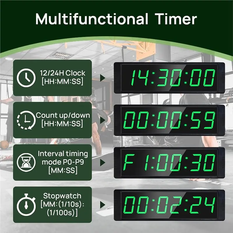 [NEWA76K!】 Interval Timer For Workout, Gym Clock With Start/Stop Button, Stopwatch/Countdown Timer Remote Control For Home Gym