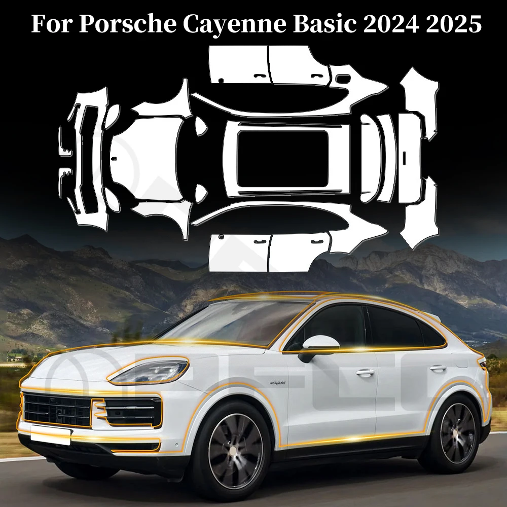 

For Porsche Cayenne Basic 2024 2025 Anti-Scratch TPU Paint Protection Film Pre-cut PPF Car Body Clear Bra Resistant Repairable