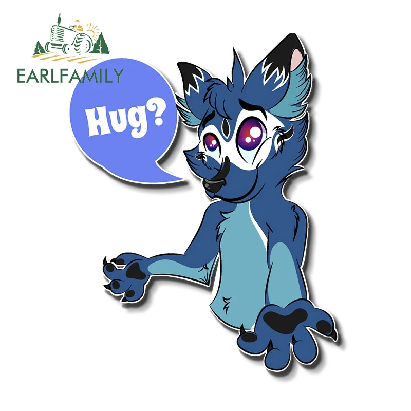 EARLFAMILY Furry Wolf Warning Creative Car Sticker Sunscreen Waterproof Personality Vinyl Decal Funny Cute VAN Decoration