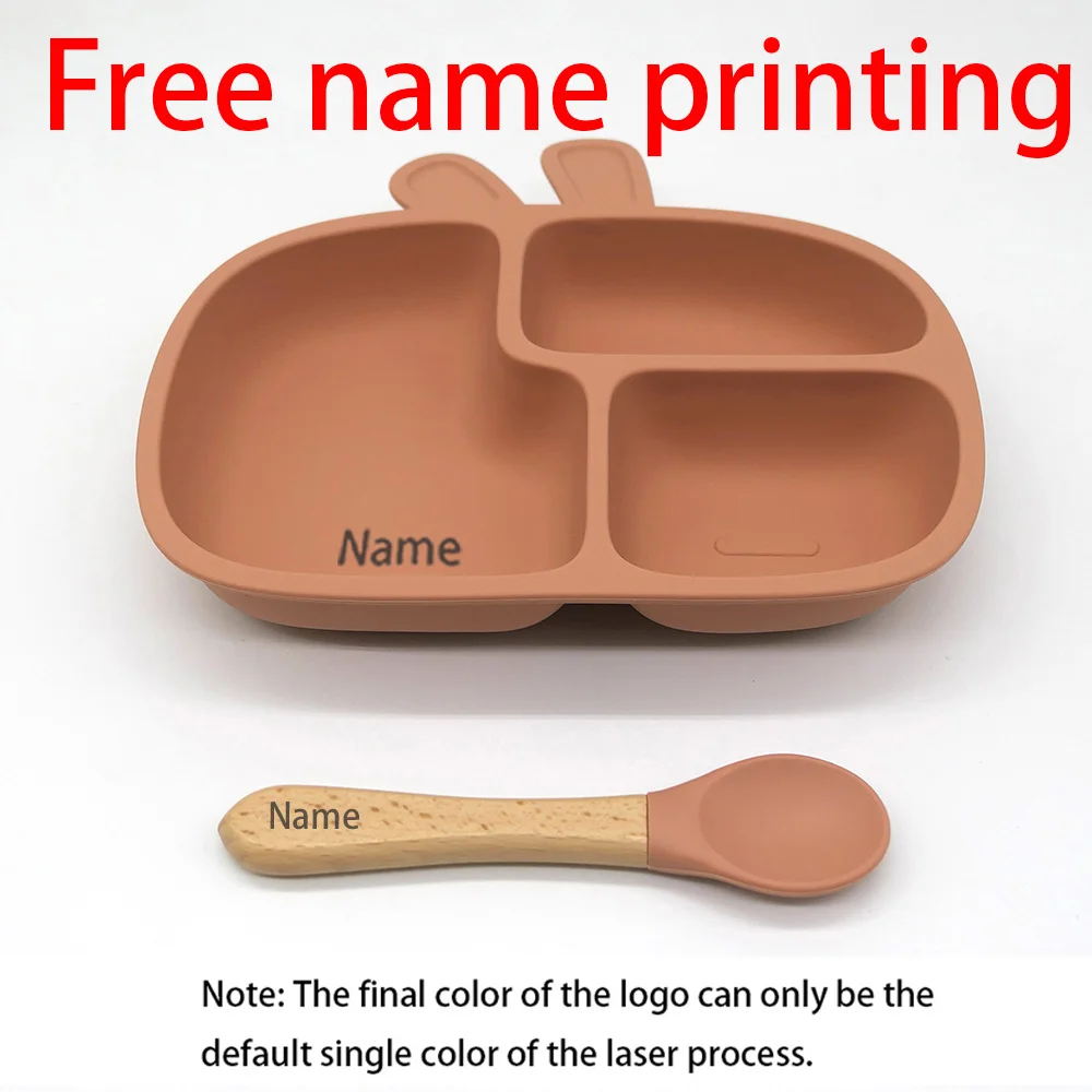 

Free Name Printing 2PCS Silicone Tableware Bowl Spoon Set Suitable for Boys Girls Holiday Gift
