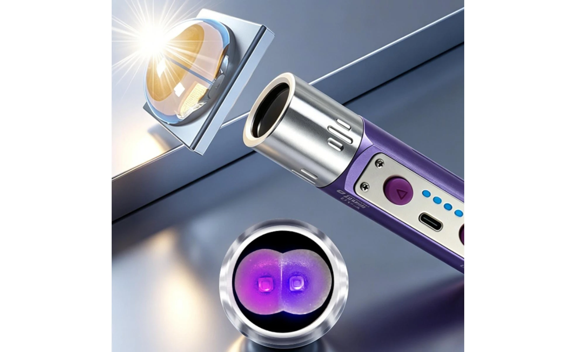 Two Wavelength Flashlight Type-C Charging Handheld Tool Portable Gear Gift Box