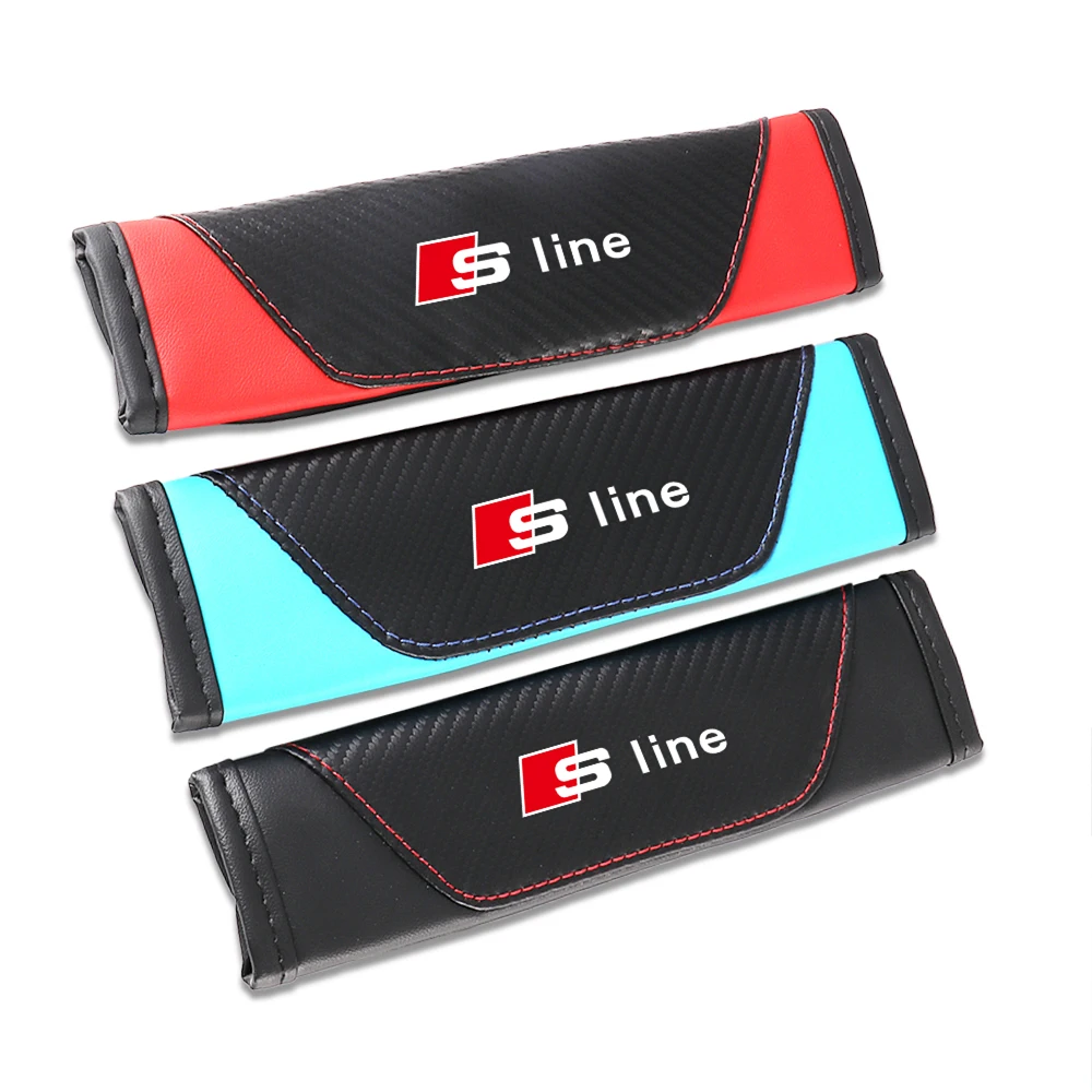 1/2PCS Color Blocked Leather Car Seat Belt Shoulder Pad Protection Center Cover For Audi A1 A3 A4 Q2 Q3 Q5 Q8 A5 A6 A8 RS Sline