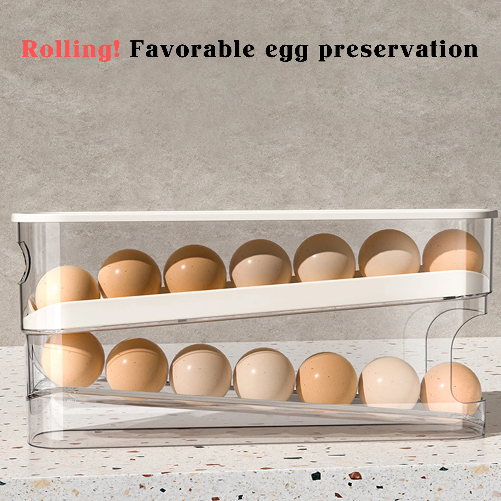 

Refrigerator Egg Rolling Storage Rack Egg Storage Holder Rolldown Egg Dispenser Refrigerator Storage Box for Kitchen Accessories