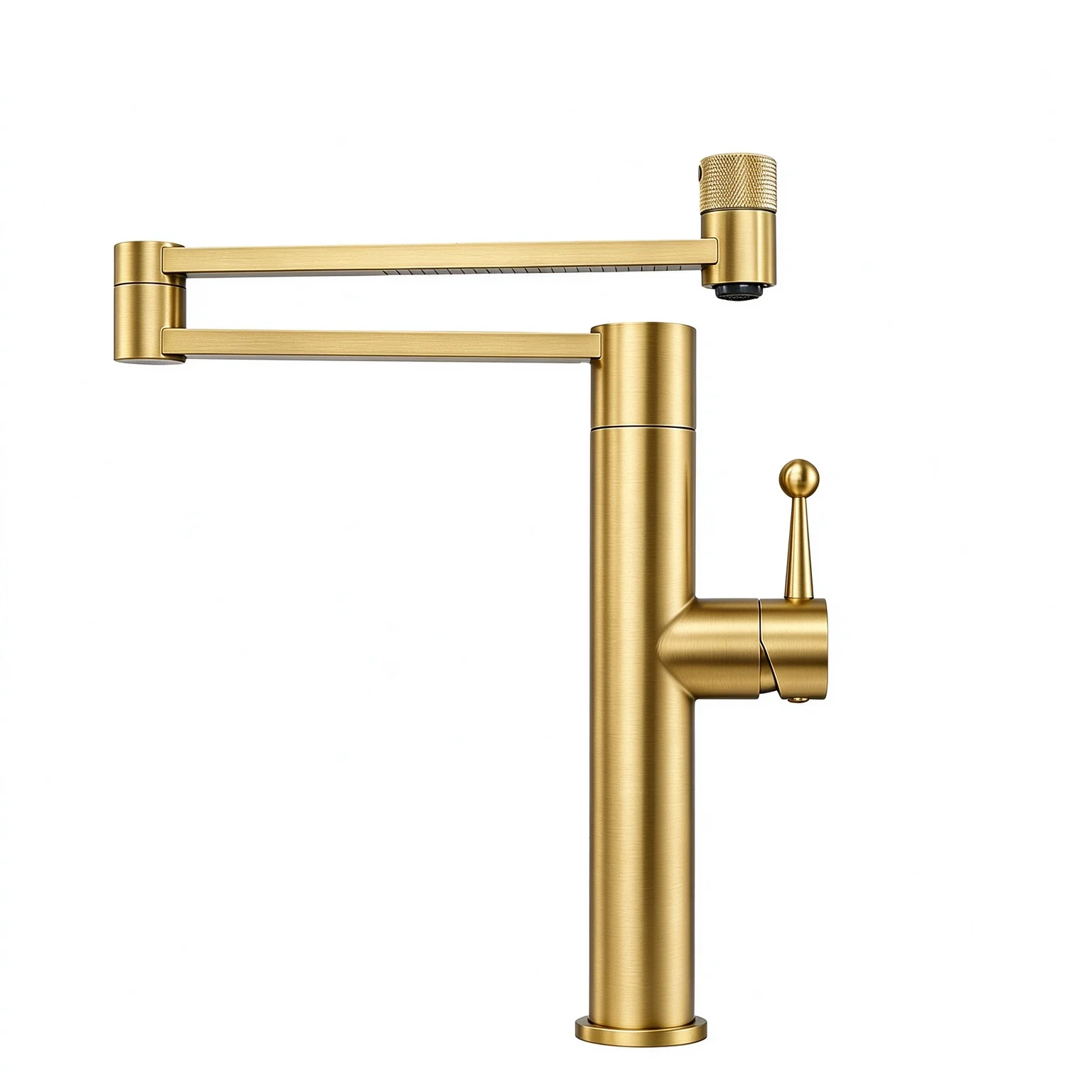 Foldable Mechanical Arm Kitchen Faucet Solid Brass 360° Rotate Telescopic Tap Rainfall Waterfall & Spray Pull Out Mixer for Home