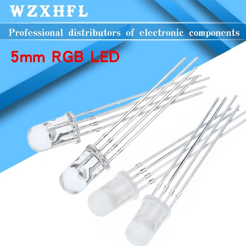 

10pcs 5mm RGB LED Common Cathode / Common Anode Tri-Color Emitting Diodes f5 RGB Diffused / Transparent Highlight for arduino