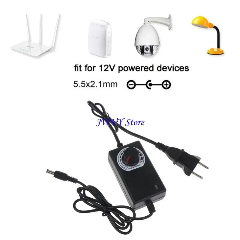 573A EU/UK Plug 5.5x2.1mm Adjustable AC 100-240V To Power Supply 4-12V 2A