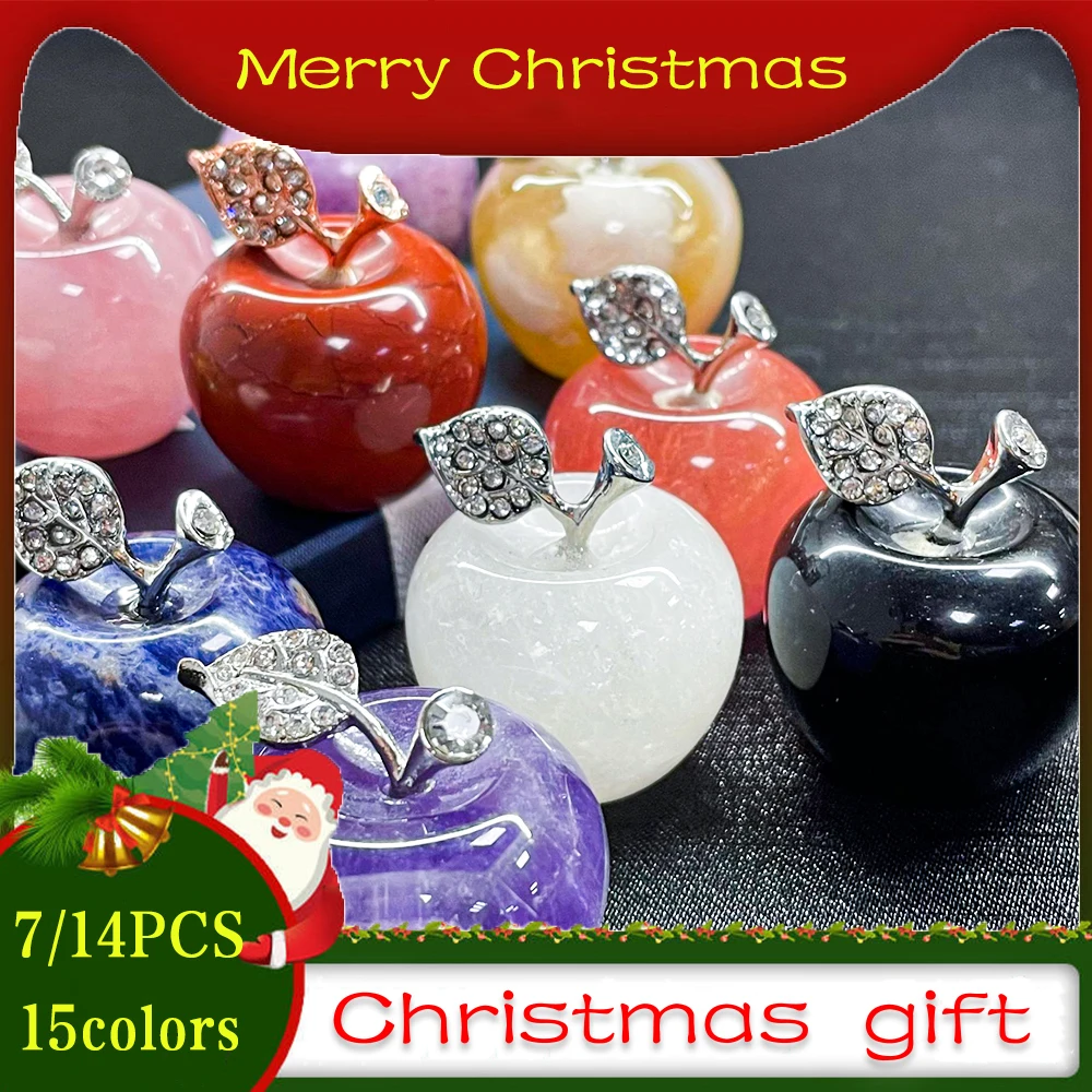 Natural Crystal Apple Jewelry Christmas Gift Jewelry 14 Colors Spiritual Healing Lucky Halo Home Decoration Desktop Ornament