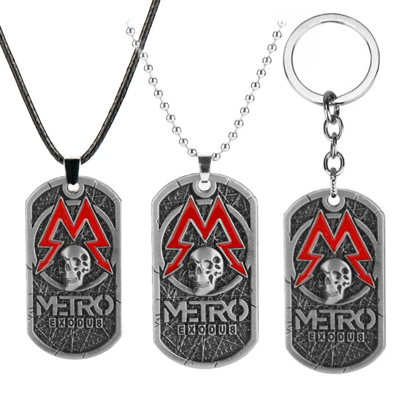 Game Metro Exodus 2033 Necklace Retro Dog Tag Skull Pendants Necklace Choker Women Men Charm Jewelry Gifts