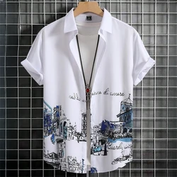 Camicie da uomo semplici stampa Patchwork 3d abbigliamento da uomo di alta qualità camicie hawaiane per feste in spiaggia a maniche corte