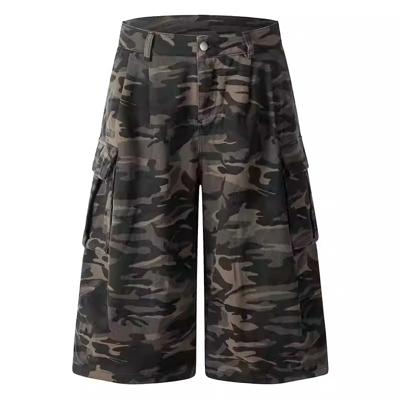 

Vintage Camouflage Denim Pants Women Fashion Casual Loose Big Pockets Design Jeans r47