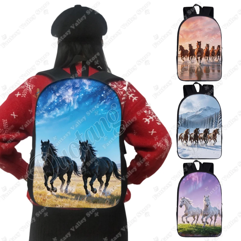 

The Racing Horse Graphic Print Backpack Galloping Horse Women Men Rucksack School Bags for Teenager Daypack Laptop Backpacks