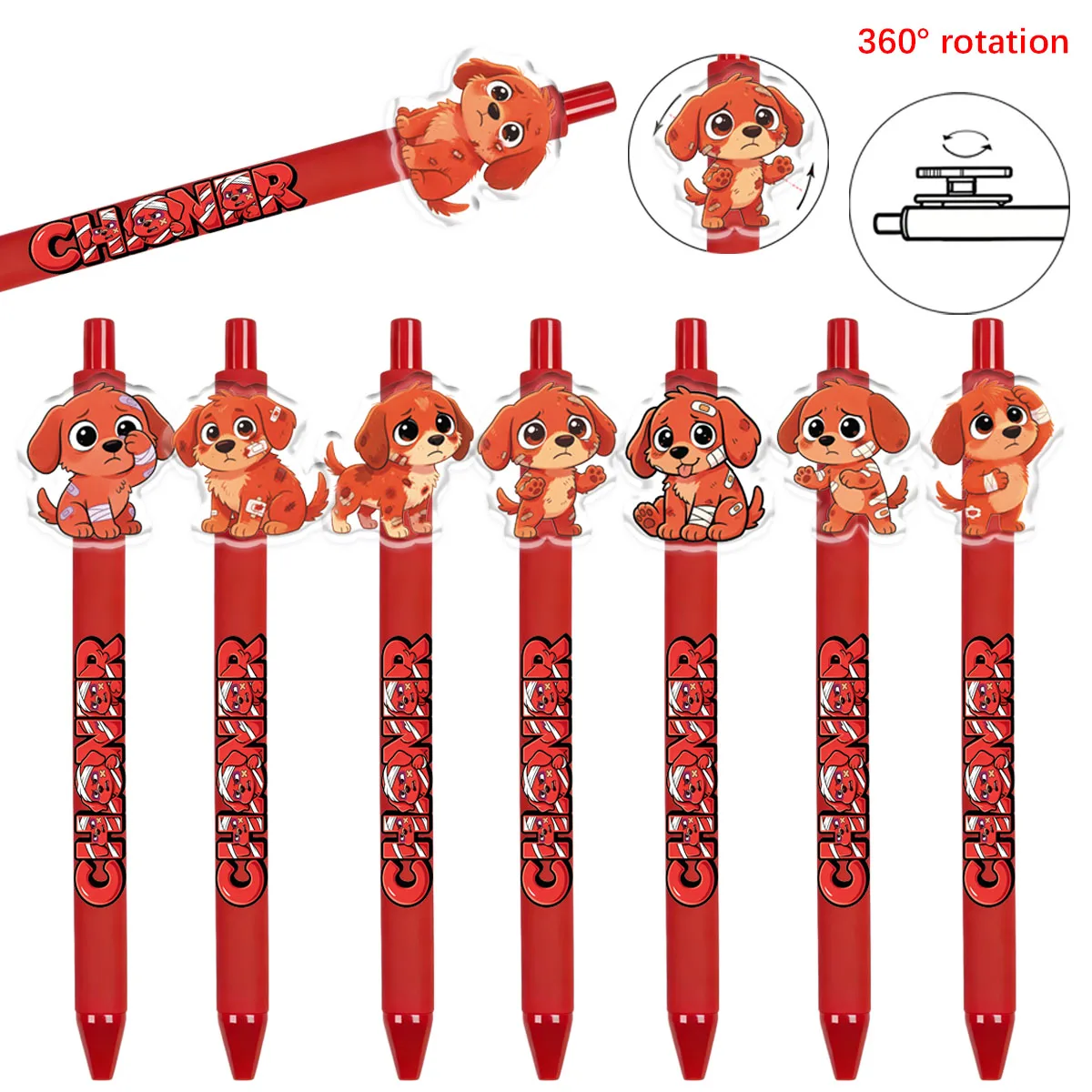 

8pcs/16pcs Cute Dog Theme Pattern Ballpoint Pen Gift Rotating Ballpoint Pen