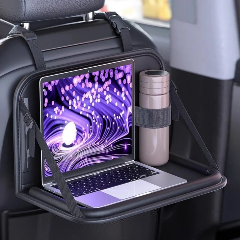 Car Seatback Organizer Foldable Table Tray PU Leather Touch Screen Pocket Phone Tablet Holder Heat Proof Cup Holder for Travel - view 4