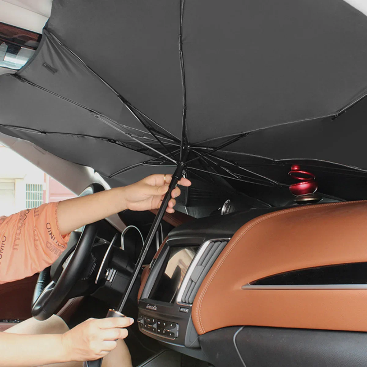 Car sunshade Front windshield sunshade Car interior summer sunshade retractable multifunctional umbrella