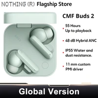 CMF Buds 2 Hasta 13,5 horas de reproducción continua Controlador PMI de 11 mm con Dirac Opteo ™ Tecnología de voz clara de 6 micrófonos ANC híbrido de 48 dB