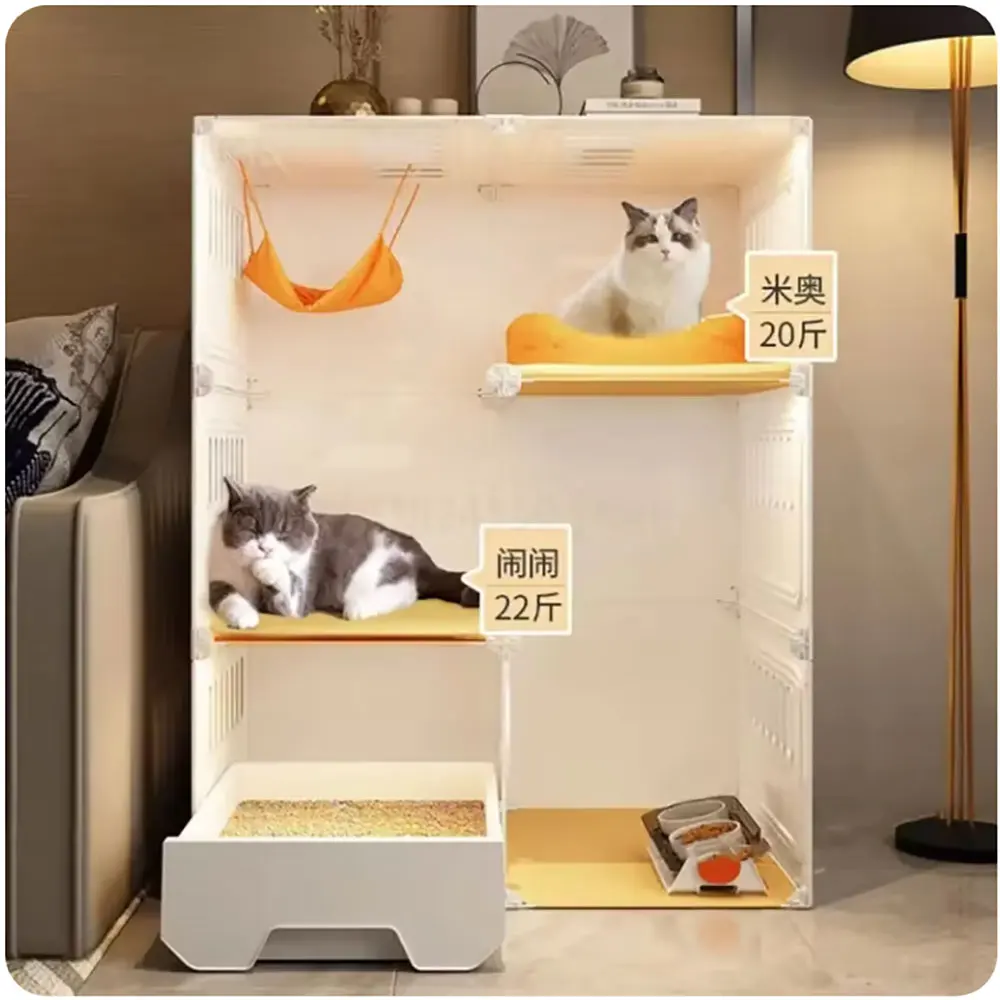 Nordic Simple Cat Cages Home Cat House Light Luxury Indoor Super Large Free Space Cat Cage Cat Litter Box Zintegrowana willa dla kota