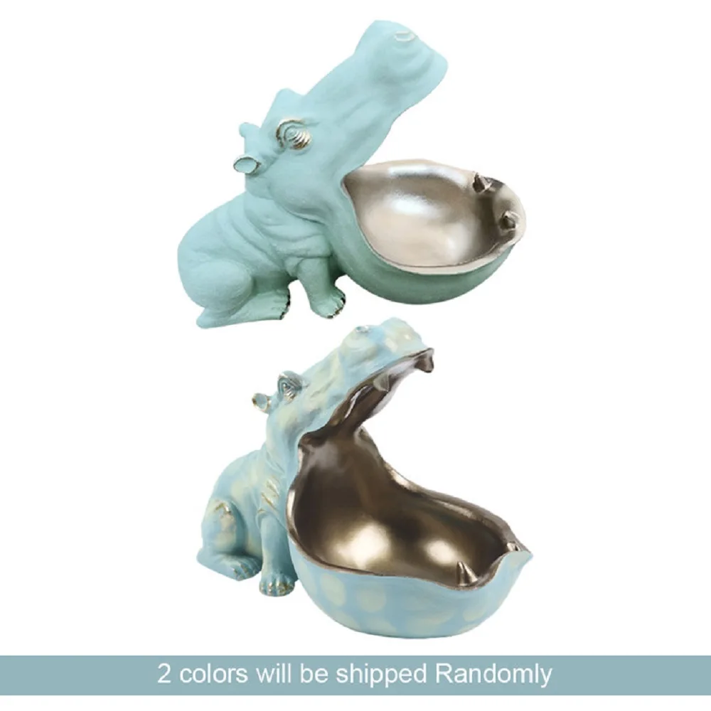 

Resin Hippopotamus Statue Sculpture Figurine Key Candy Container Home Decor 3D Statue Sculpture Home Decoration Accessories Desk