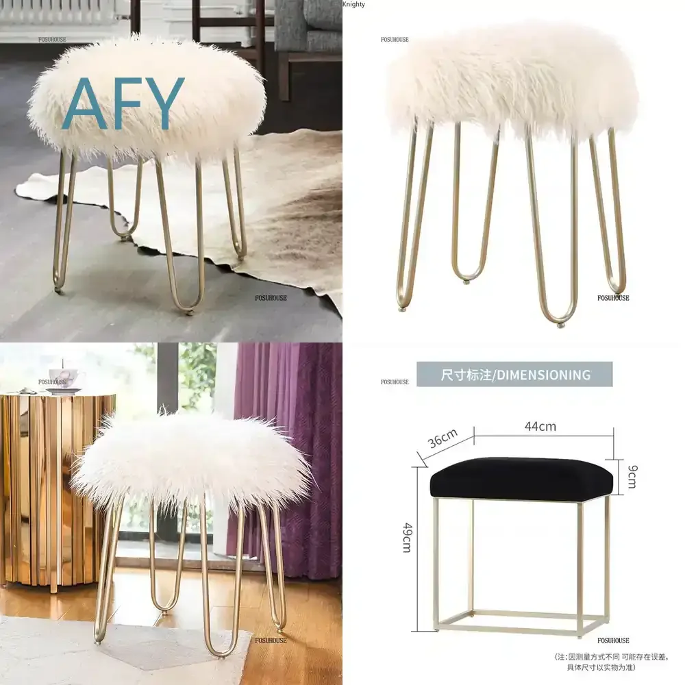 Tabouret de coiffeuse de style nordique pour chambre à coucher, tabouret pour changer de chaussures, tabouret de vanité de luxe léger pour cheveux longs, pour Mc T