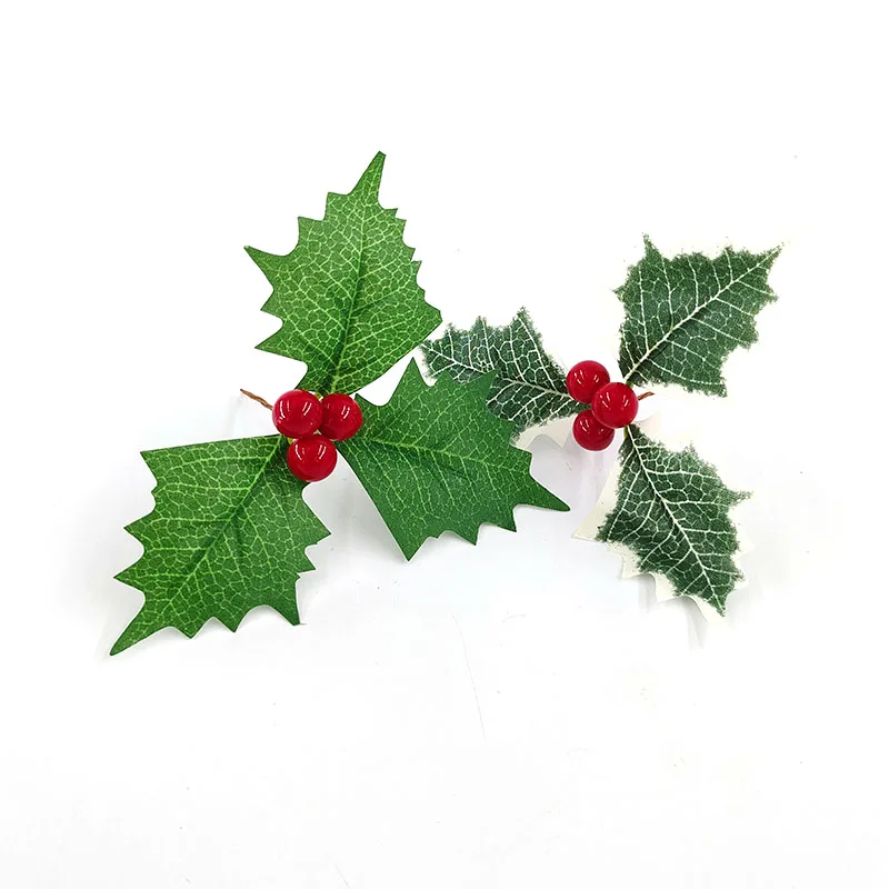 Christmas Holly Leaves New Year DIY Christmas Wreath Xmas Christmas Tree Decorations For Home Artificial Red Berries Flower Gift