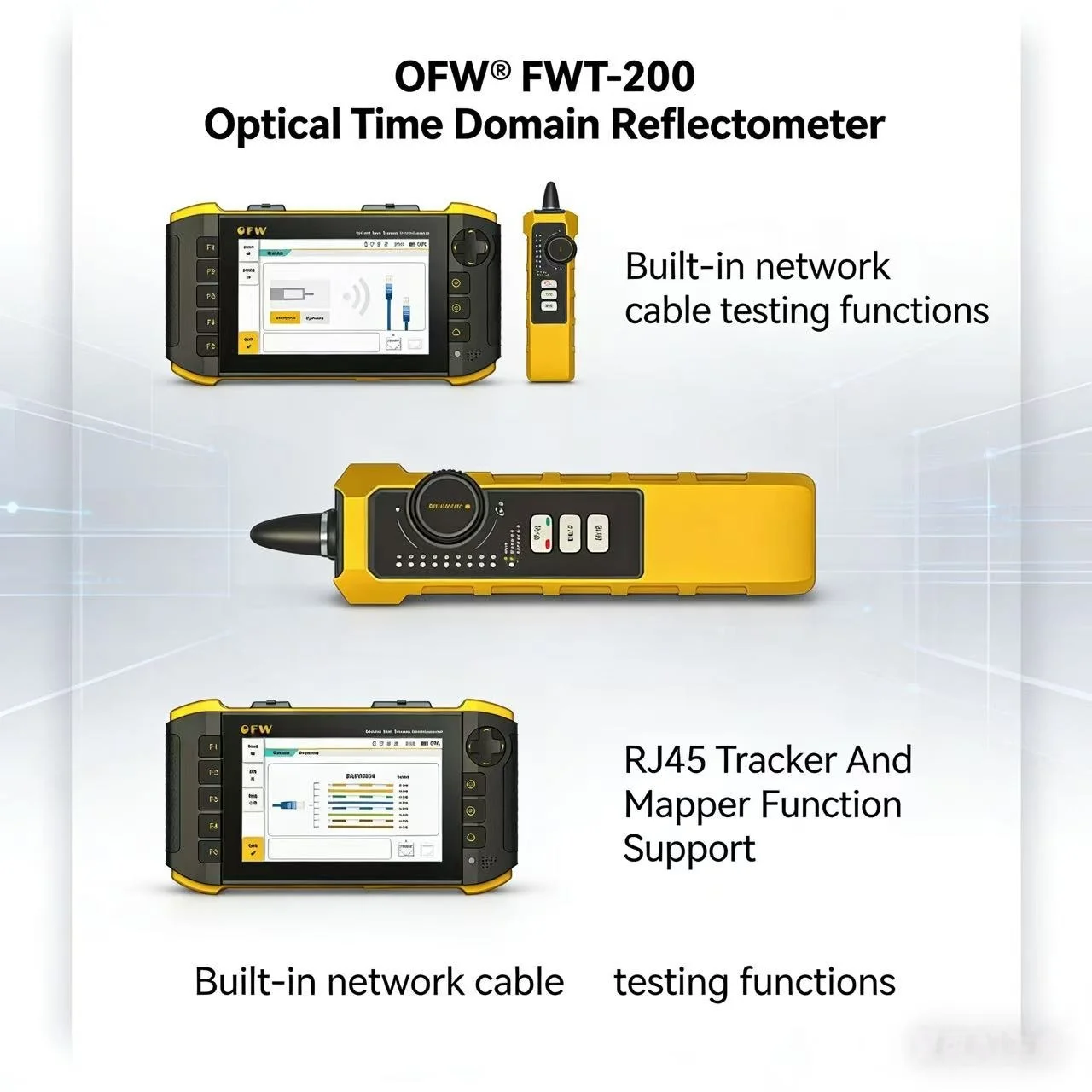 

OFW Mini OTDR 1610nm 20dB Optic Otdr Optical Reflector Active Fiber Live Tester Optical Reflectometer Touch Screen OPM VFL iOLA