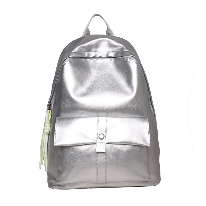 Fashionable PU Leather Unisex Backpack Classic Monochrome Couple Style Trendy Outdoor Commuter Bag Student Schoolbag