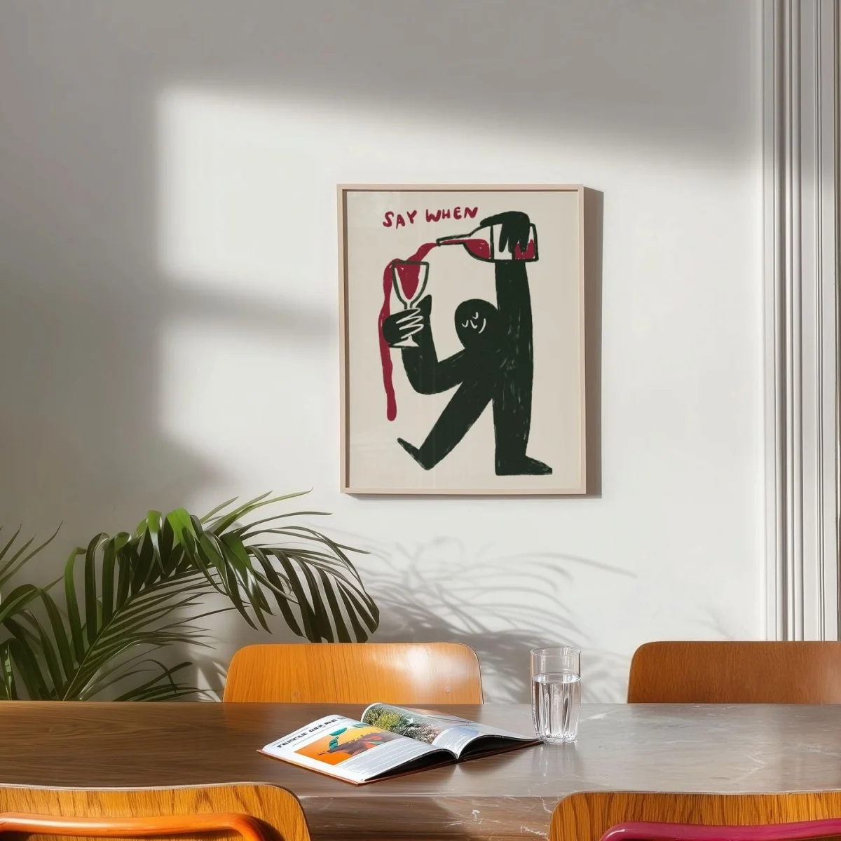 1pc frameless "Say When" Funny Wine Canvas Prints Poster Modern Minimalism Abstract Art Prints Living Room Kitchen Bar Wall Art - view 4