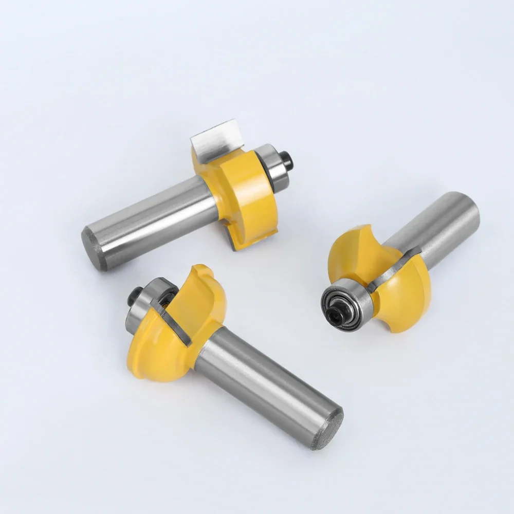 LAVIE 12mm 1/2" Shank Router Bit Set 3Pcs Bearing T-Slot Round Over Cove Edging Tool Woodworking Milling Cutter