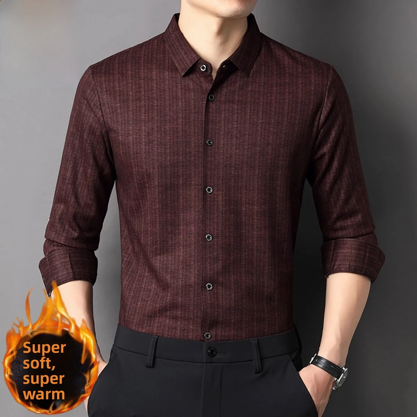 Legend Paul Fce Lined Men's irt Casual Thi Long Sve Busin Casual High End Autumn Winter New Sle Warm irt