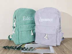 Kinder schult asche, personal isierter Kleinkind rucksack, gestickte Namens kinderbuch tasche, Cord rucksack für Geburtstags geschenk, Wickelt asche