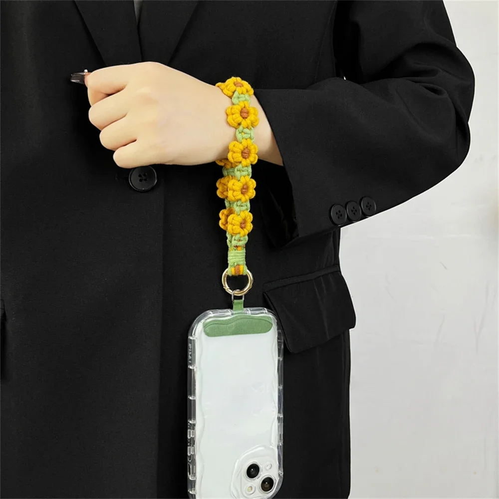 زهرة مفتاح فوب حزام فاخر نسج السوار المفاتيح المعصم الحبل سوار كيرينغ بوهو الأزهار ديزي الأزهار لطيف هدية الكريسماس