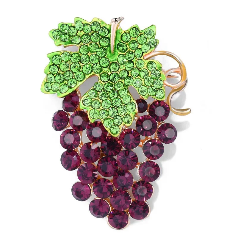 

Fashion Grape Brooch for Women Men Purple Fruit Rhinestone Crystal Elegant Lapel Pin Suit Clothing Accessories Luxury Jewelry