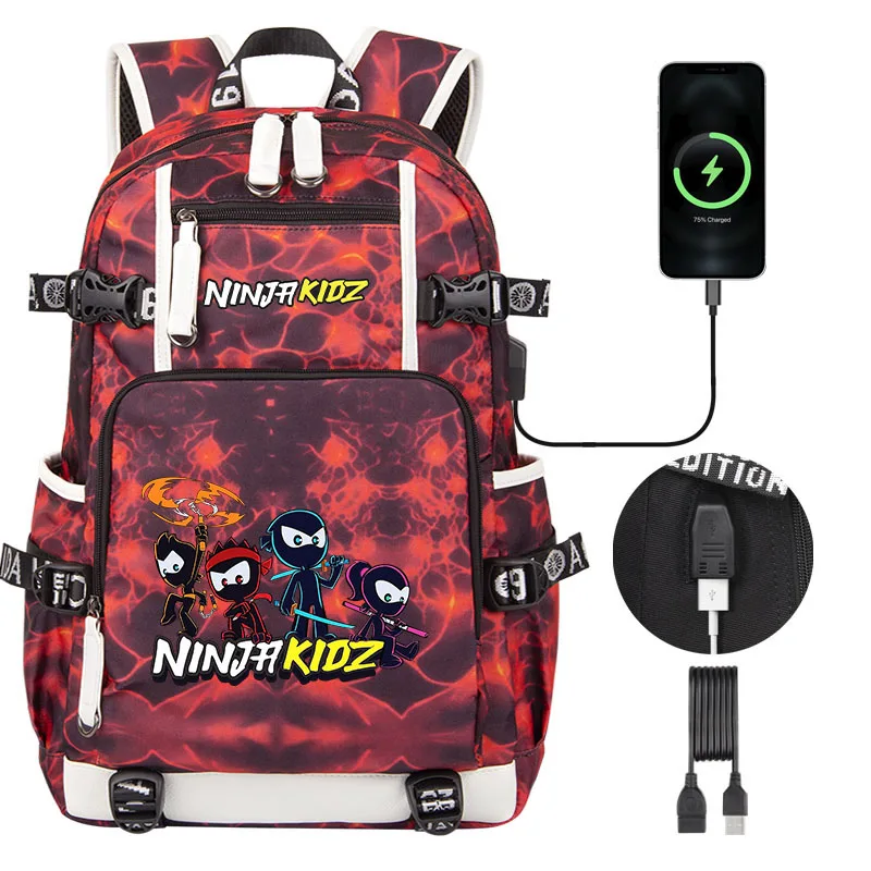 

2023 NEW NINJA KIDZ Children Backpack school bag for Boy Girl large capacity school backpack USB Laptop Bagpack