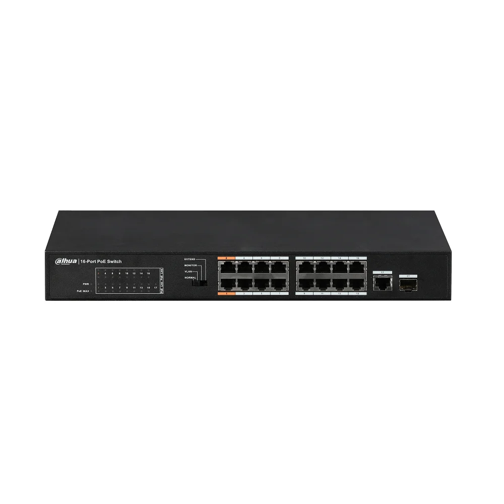 Dahua S1300C-16ET1GF-APWR 16-Port PoE Switch (Unmanaged), Support IEEE802.3af, IEEE802.3at standard, POE Network Switch