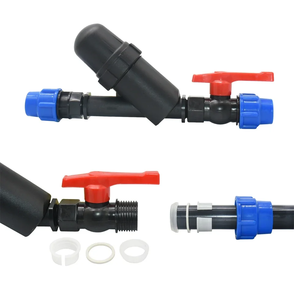 3/4 G 1 G 1.2 G 1.5 G 2 inch PE irrigation connector for garden hose systems with 20 25 32 40 50 63 mm tube compatibility pressu