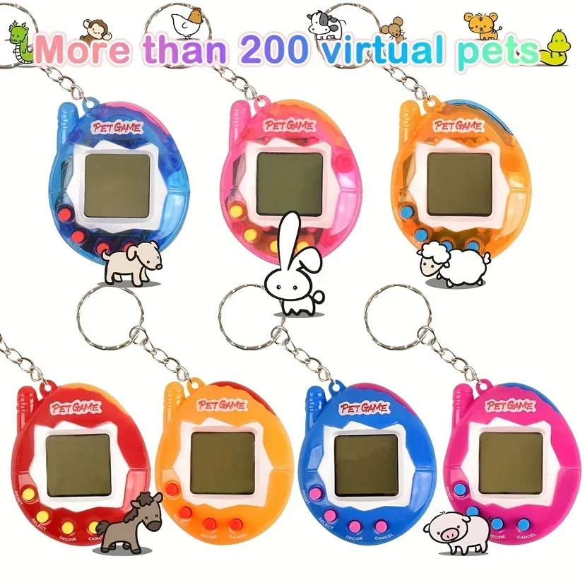 1PC Transparent Electronic Pets keychain Nostalgic 168 Pets In One Virtual Cyber Digital Nostalgic Funny Toys Pixel Funny Play