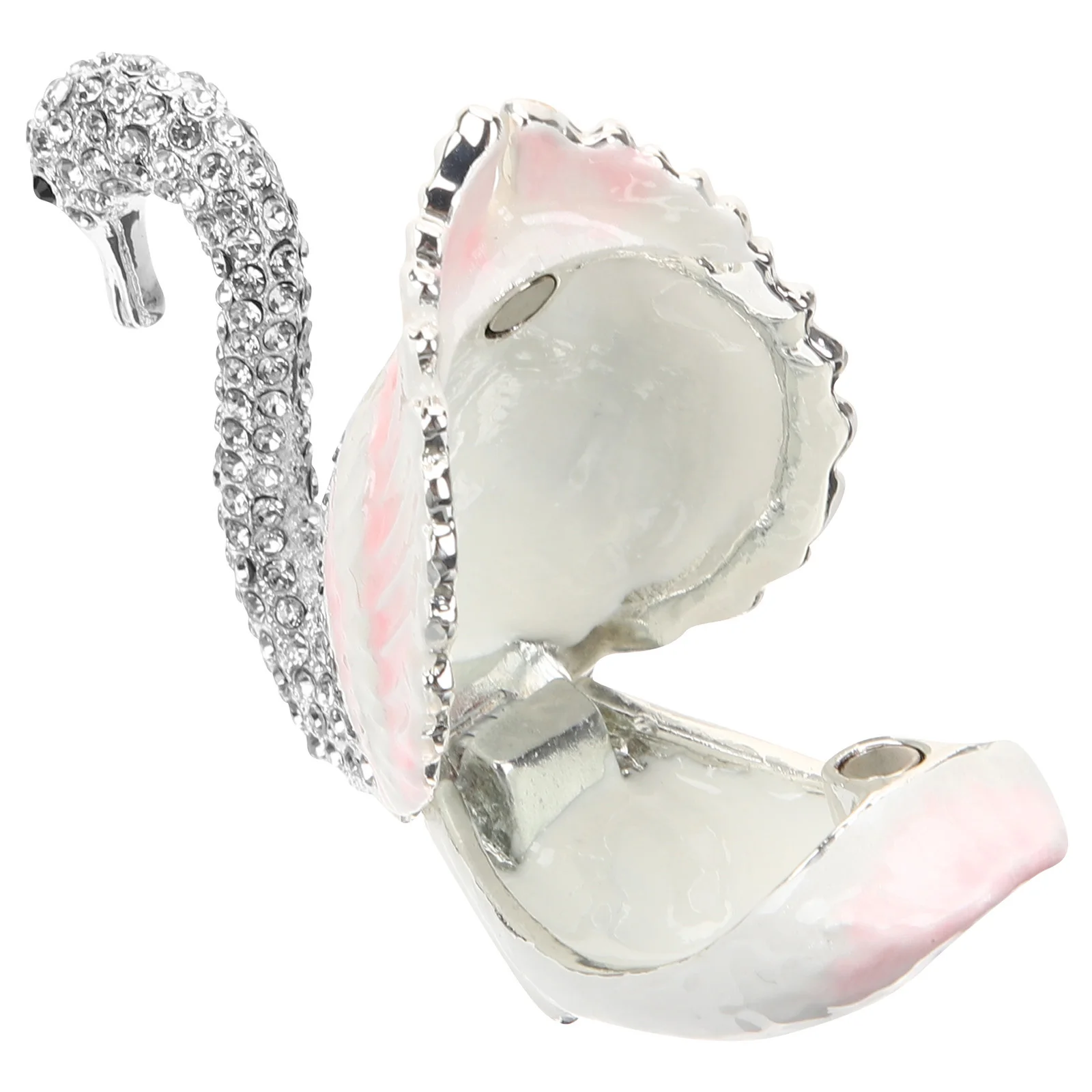 

Shiny Swan Jewelry Box Desktop Trinket Storage Ring Container Alloy Swan Shaped Case Organizer Vanity Decor Accessories Gift