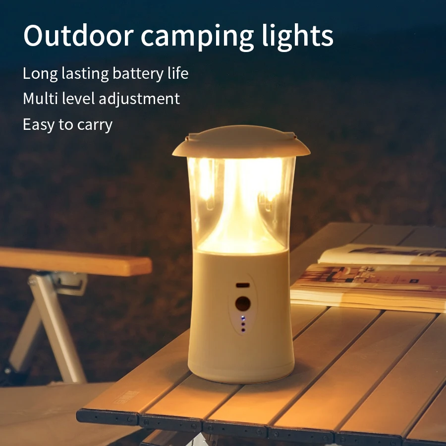 Retro Camping Lantern Rechargeable 3 Color Dimmable Outdoor Waterproof Lantern Atmosphere Light for Camping Fishing Hiking