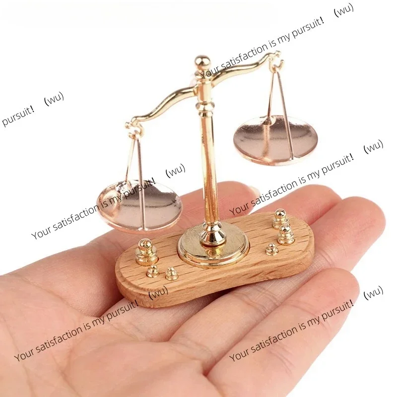 Retro Antique Simulation Balance Scale DIY Craft 1/12 Dollhouse Balance Toy Model Mini Traditional Design Justice Scale Model