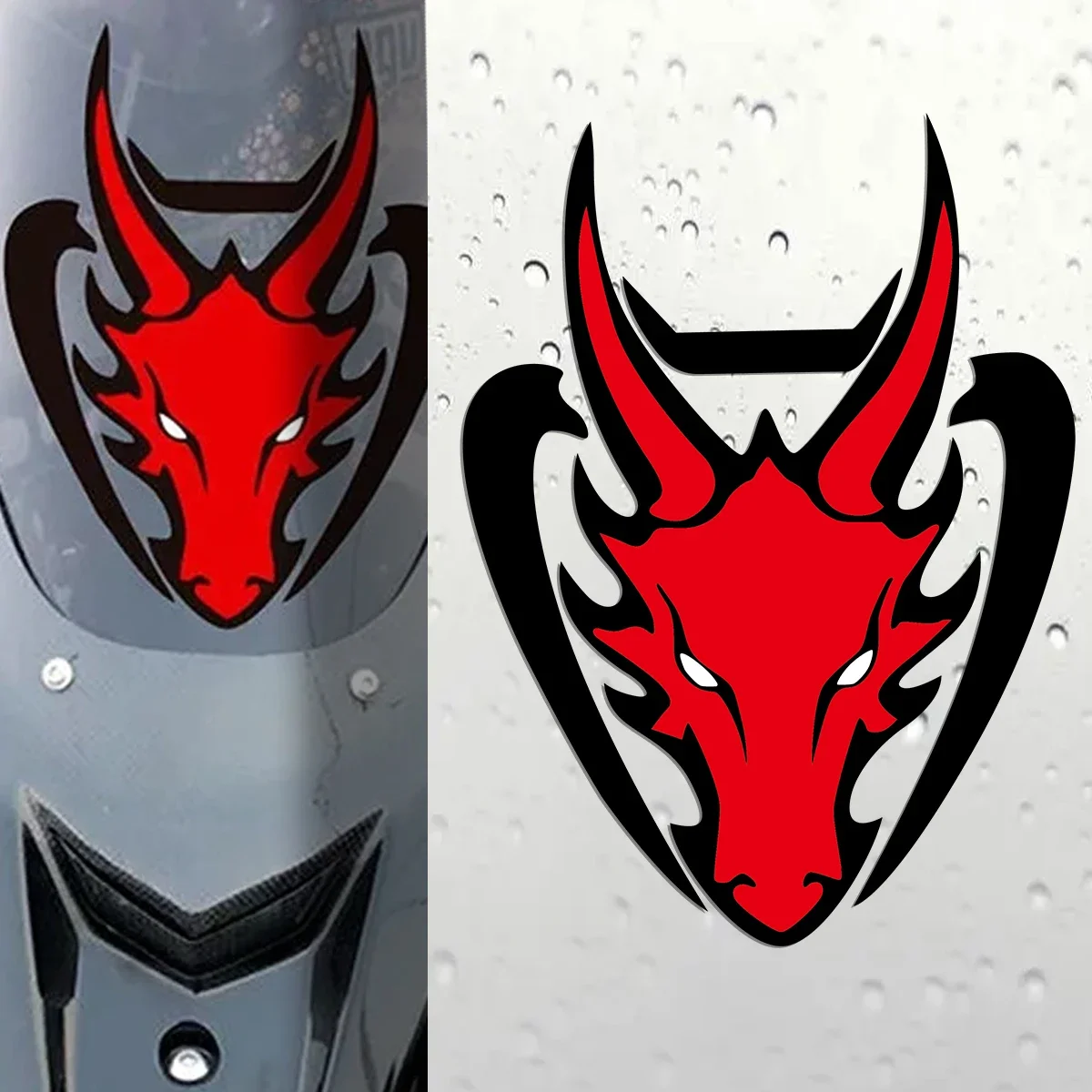 JDM Red Dragon Head Reflective Motorcycle Fuel Tank Windshield  Car Decoration Stickers for Window Door Auto Body helmet Decals view 2