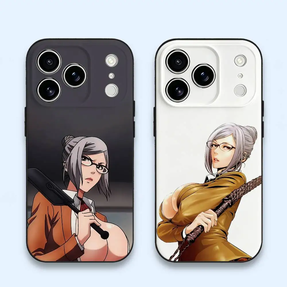 Funda Negra Suave M-Meiko S-Shiraki P-PrisonS para iPhone 17 16 15 14 13 12 11 Pro Max Plus E SE4 Mini, Funda de Silicona para Teléfono