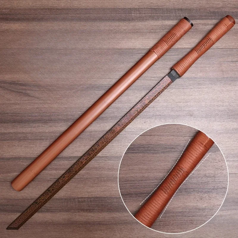 

Bamboo and Wood Chinese Tang Hengdao Wooden Knife with Sheath Training Props 100cm