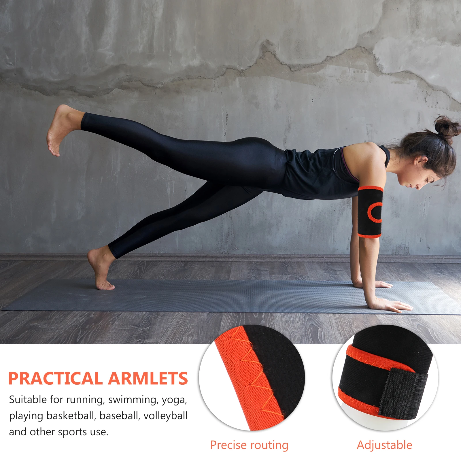 

2 pcs Rubber Arm Bands Practical Fitness Armlets Adjustable For Sports Running Yoga Gym Exercise