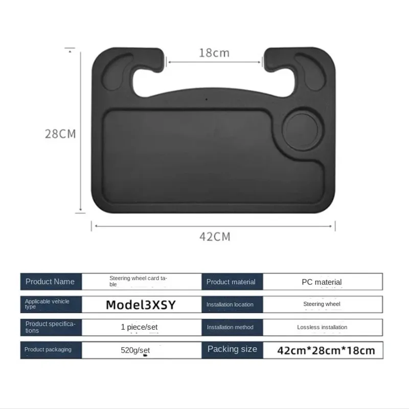 Car Table Steering Wheel for Tesla Model 3 Y X S 2021 2022 Eat Food Work Goods Holder Tray Car Laptop Computer Desk Mount Stand