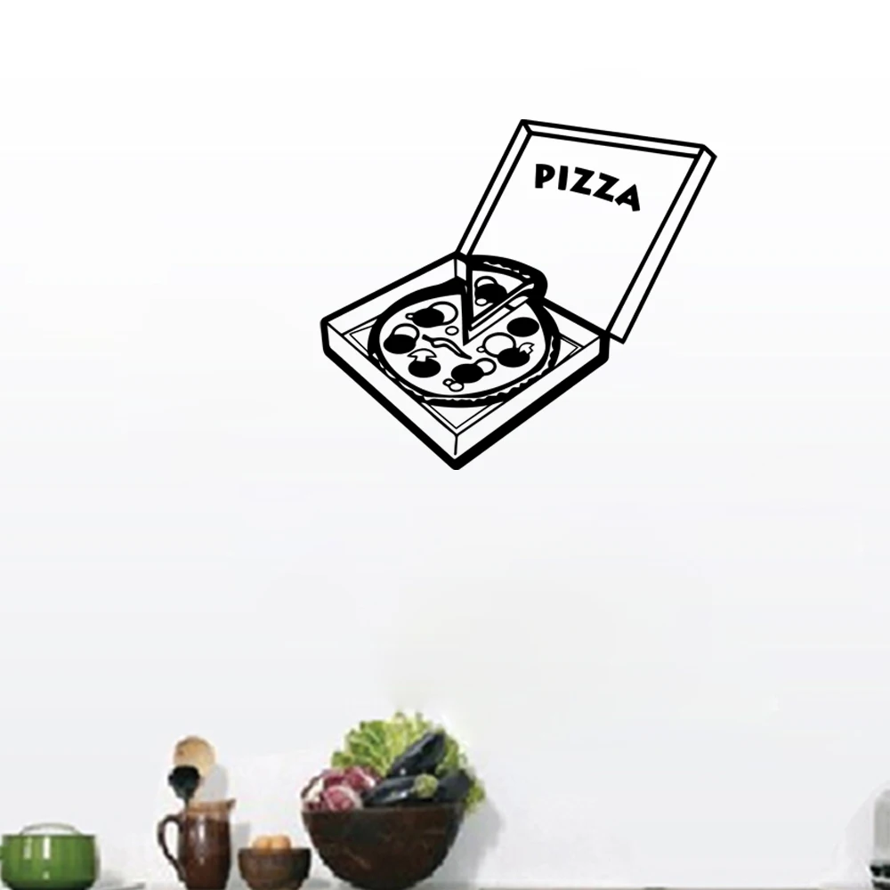 1 pc delicious pizza in the box pizza vinyl wallsticker Art Decal Wall Stickers Pvc Material Kitchen furniture decoration Decal