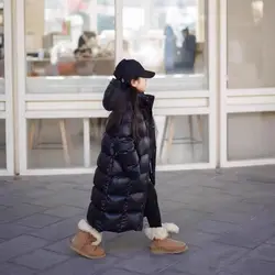 Kinder Mädchen Winter Daunen jacke neue mittlere bis große Kinder kleidung keine Wäsche glänzende Oberfläche super lange und dicke Mantel trendy