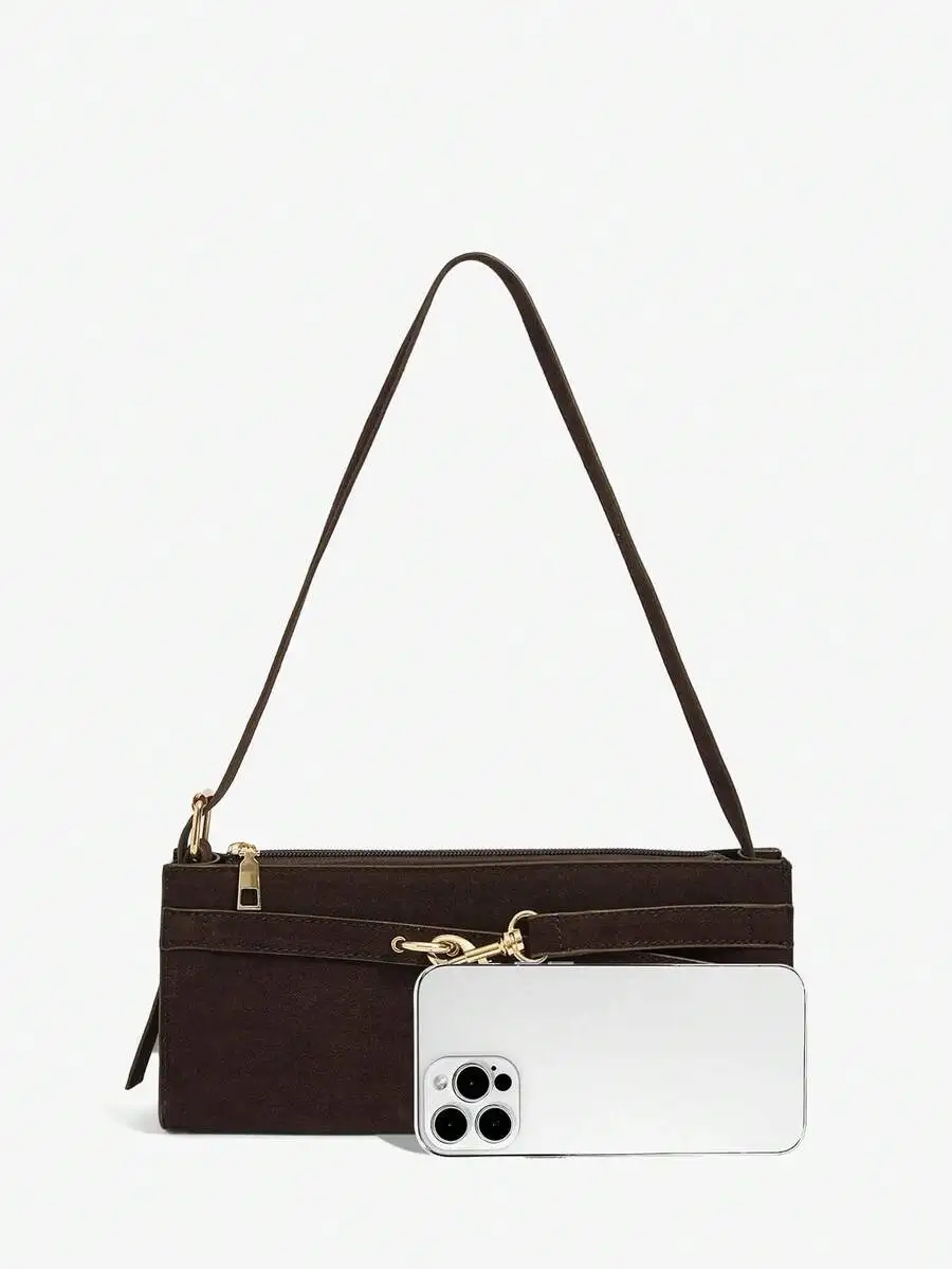 

SHEIN SXY Ladies, Women Shoulder Bag, Hobo Bag, Suede, Fashionable, Elegant, Simple, Personalized, Versatile, Classic, For