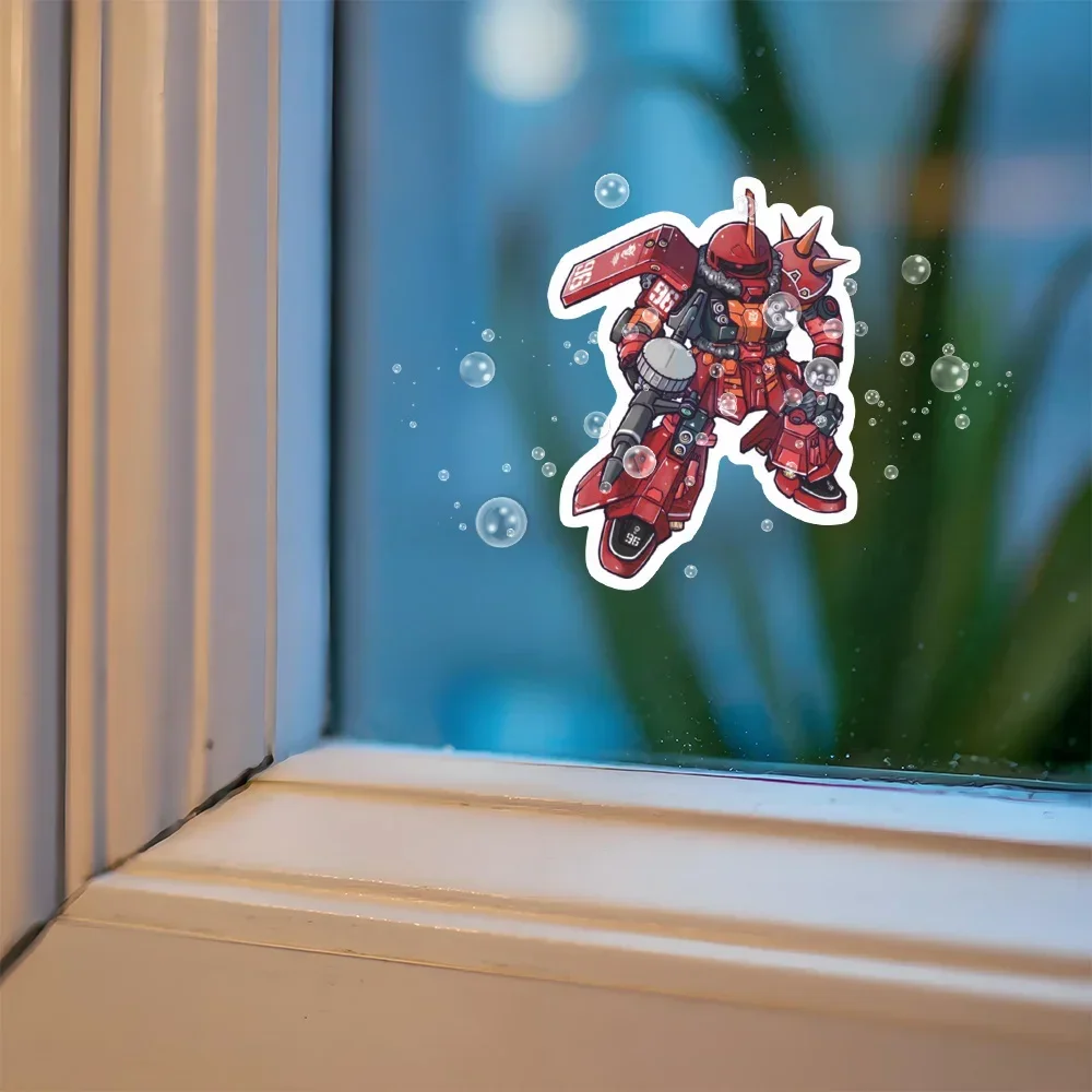 트렌디한 레드 메카 캐릭터 비닐 데칼 4개 - 스케이트보드/노트북/휴대폰/물병을 위한 다이나믹 파워 분위기